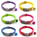 Colorful cartoon pet cat dog collar with bell woven safety quick release buckle 6pcs - Multicolor