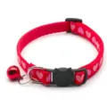 Cute heart print pet cat collar with cute black cat buckle and red bell for daily wear - Red
