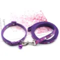 Purple pet leash set with cat collar, cute rabbit pattern design, durable nylon material. - Purple