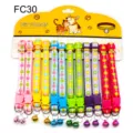 Colorful pet collar set with bell floral print nylon strap adjustable cat dog accessories - FC30