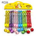 Detailed view of colorful leopard print pet collars with bells on display card, 12pcs set. - Width 1.0cm / FC33