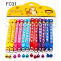 Colorful pet collar set with cute animal prints and small bells, perfect for cats and dogs. - FC31