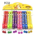 Colorful pet collars set with cute cat prints, nylon straps, and matching metal bells. - FC32