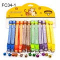 Colorful plaid pet collar with bell, cute fabric kitten and puppy neck strap carded. - FC34-1