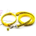Gelbes Leopardenmuster Haustier Halsband und Leine Set mit Glocke fur Katzen Hunde Spaziergang. - Gelb