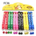 Colorful pet collar set with bone print and bell for cats and dogs, carded package. - FC36