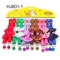Colorful pet collar with cute bowknot and bell, adjustable fabric cat and dog neck strap. - HJ001-1
