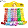 Colorful cartoon pet collar set with large bells and plastic buckles, 12 pieces per card. - Width 1.0cm / FC45
