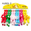 Colorful pet collar set with fabric flower and bell, cute kitten and puppy accessories for daily wear. - HJ003-2