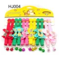 Colorful pet collars with cute bows and bells, fabric puppy cat collar carded packaging. - HJ004