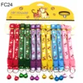 Colorful pet collar with cute prints, fabric cat dog necklace with bell for daily use. - FC24