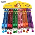 Colorful pet collar glitter fabric cat dog necklace with bell carded packaging detail view - FC23
