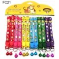 Colorful pet collar carded cat dog fabric strap collar with bell cute printed pet supplies - FC21