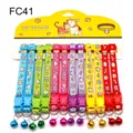 Colorful pet collar set with cute cartoon prints, adjustable fabric dog cat necklaces with bells - FC41