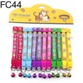 Colorful pet collar set with cute print, adjustable fabric puppy cat necklaces with bells for daily walking. - FC44