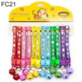 Colorful nylon pet collar set with cute cartoon prints and bells, ideal for cats and dogs. - Width 1.0cm / FC21