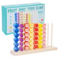 Hölzernes Obst Ringwurf Spiel Montessori Lernspielzeug Stapelblöcke für Kleinkinder Kinder - Frucht Ringwurfspiel
