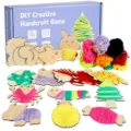 DIY kreatives Bastelspiel Set mit buntem Garn und niedlichen Holztiere Formen fur Kinder. - DIY-Fadenwickel-Spielzeugset