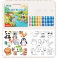 Kids DIY Animal Mosaic Stickers and Coloring Set Educational Toy Creative Craft Kit - Animal Style (Includes 10 Lanyards) / 2-in-1