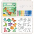 Children DIY Dinosaur Mosaic Stickers And Coloring Educational Toy Kids Craft Gift - Dinosaur Style (Includes 10 Lanyards) / 2-in-1