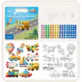 Kids DIY mosaic sticker and coloring book set, creative educational traffic vehicle art craft toy. - Traffic Style (Includes 10 Lanyards) / 2-in-1