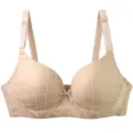 Plus size underwire push up bra for women, comfortable beige bra with grid texture. - 75B / Apricot