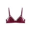 Wijnrode kanten driehoek bh voor dames, ademende dunne cup lingerie met mooie details. - Maatadvies S (32/70AB) / Bordeauxrood