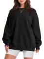 Γυναικείο μαύρο φούτερ oversize, casual μακρυμάνικο πουλόβερ τοπ για φθινόπωρο και χειμώνα. - S / Μαύρο