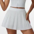 Women athletic pleated tennis skirt quick dry sports golf skort with built-in shorts - S / White