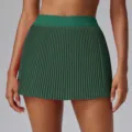 Women green pleated tennis skirt high waist athletic sports golf fitness short skirt activewear. - Marsh Green