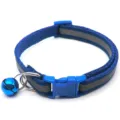 Blue reflective pet collar with safety buckle and bell for dogs and cats walking securely - Blue