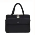 Black canvas laptop handbag 13 15 inch computer sleeve protective bag with front pocket - Black Large