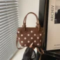 Rétro sac seau à pois marron élégant sac bandoulière pour femme nouveau design automne. - Sans pendentif / Marron