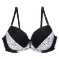 Sexy women push up bra lace printed patchwork underwear plus size brassiere detail - 75B / White