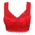 Sexy red lace bralette for women, comfortable padded wireless bra top, plus size lingerie. - M / Tops / Red