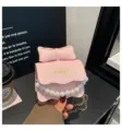 Bonito bolso bandolera rosa para niños con lazo y perlas moda para niñas pequeñas. - Rosa