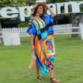 Women bohemian floral print beach kaftan maxi dress summer vacation swimwear cover up - One Size / Dresses / Sky Blue