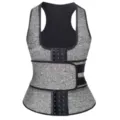 Neoprene sweat waist trainer vest with double belts and hook closure for women weight loss. - S / Tops / Heather Gray Single Belt
