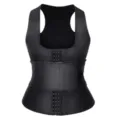 Women black waist trainer sweat vest double belt hook tummy control neoprene body shaper top - S / Tops / Black Single Belt