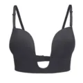 Sujetador negro escotado sin aros detalle, sexy push up ropa interior de mujer para diario. - Letra A / Negro