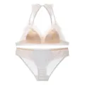 Sexy Spitzen-Boutique-Set für Damen, bügelloser Triangel-BH und Slip, rückenfreies Design. - S / Set / Weiß