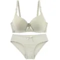 Detailed close-up view of the smooth seamless bra and matching panties with cute bow detail. - 75B / Top And Bottom / Fruit Green