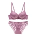 Sexy purple lace lingerie set with push up bra and matching panties for women daily wear. - 70A / Top And Bottom / Purple