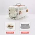 Caisse de transport portable pour animaux avec écuelle et tapis, boîte pour chat. - Avec Bol et Planche à Urine / Petit Blanc