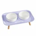 Gamelle double en céramique avec support surélevé, 400ml chacune, violet taro pour chats et chiens. - Gamelle Double / Lavande