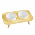 Bols doubles en céramique pour animaux avec plateau jaune surélevé pour chats et chiens, repas. - Gamelle Double / Jaune Citron