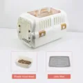 Cage de transport pour animal chat boîte respirante avec écuelle et tapis pour voyage en plein air - Avec Bol et Planche à Urine / Grand Blanc