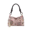 Borsa a spalla casual da donna estate nuova borsa chic con manico in legno e design - Stile Patchwork Rosa (HJ9195)