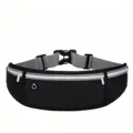 Riñonera deportiva impermeable para correr con correa ajustable y conector para auriculares - Negro