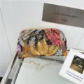 Sac Bandouliere Brode de Paillettes Sac a Main Chic Chaine Tendance Femme - Orange